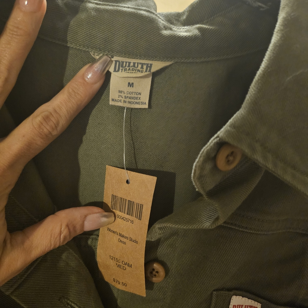 Duluth Trading Olive Green Jacket Dress